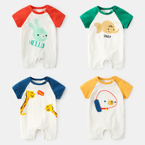 Newborn baby clothes summer baby short sleeve summer cotton clothes male baby Summer clothes thin jumpsuit women