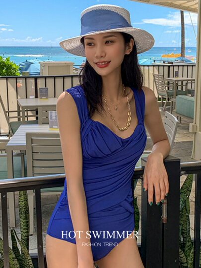 Women's Swimsuit, Strapless One-Piece Bikini, Slimming, Sexy, Large Bust, High-End Feel, Hot Spring Bathing, 2025 New Popular Style