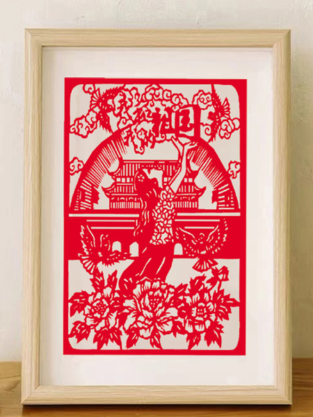 Patriotic Theme Red Art Pattern Paper-Cut Works