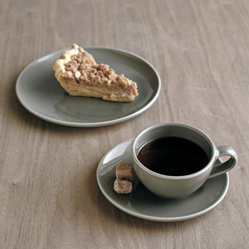 In Stock | Japanese Kinto Topo Gray Ceramic Coffee Cup and Saucer, Italian Latte, Cappuccino, Hand-Brewed Coffee Cup and Saucer