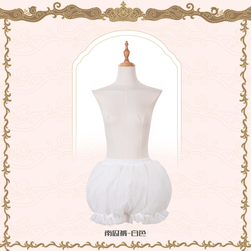 Basic Versatile Seamless Tulle Lolita Duck Butt Dog Short Pumpkin Pants Petticoat 35/45/60cm Flower and Pearl Box