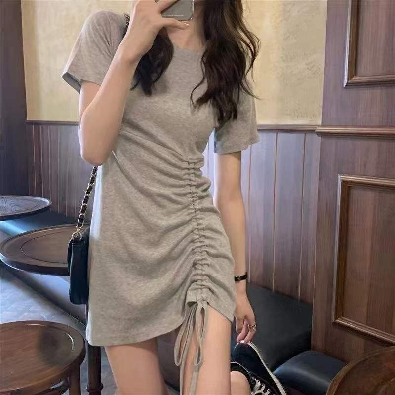 Off-Shoulder Sexy Drawstring A-Line Skirt Slimming Bodycon Skirt Spaghetti Strap Dress 2022 New Summer Knitted Dress for Women Off-Shoulder Sexy Drawstring A-Line Skirt Slimming Bodycon Skirt Spaghetti Strap Dress 2022 New Summer Knitted Dress for Women