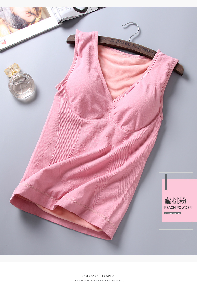 Áo ấm mùa đông phụ nữ cộng với đồ lót nhiệt nhung dày với miếng đệm ngực từ mặc áo lót không tay áo ấm áo lót mặc vest nam