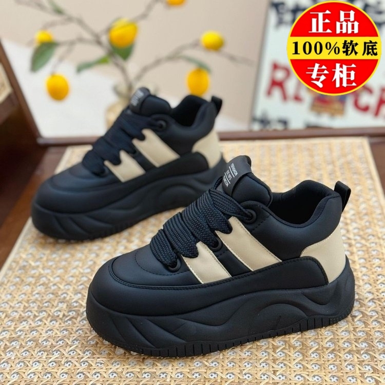 Brand Genuine Leather Shoes with a Soft, Cushioned Feel, Fleece-Lined White Sneakers for Women, New Autumn and Winter Warm Cotton Shoes, Non-Slip Soft-Soled Sports High-Top Shoes