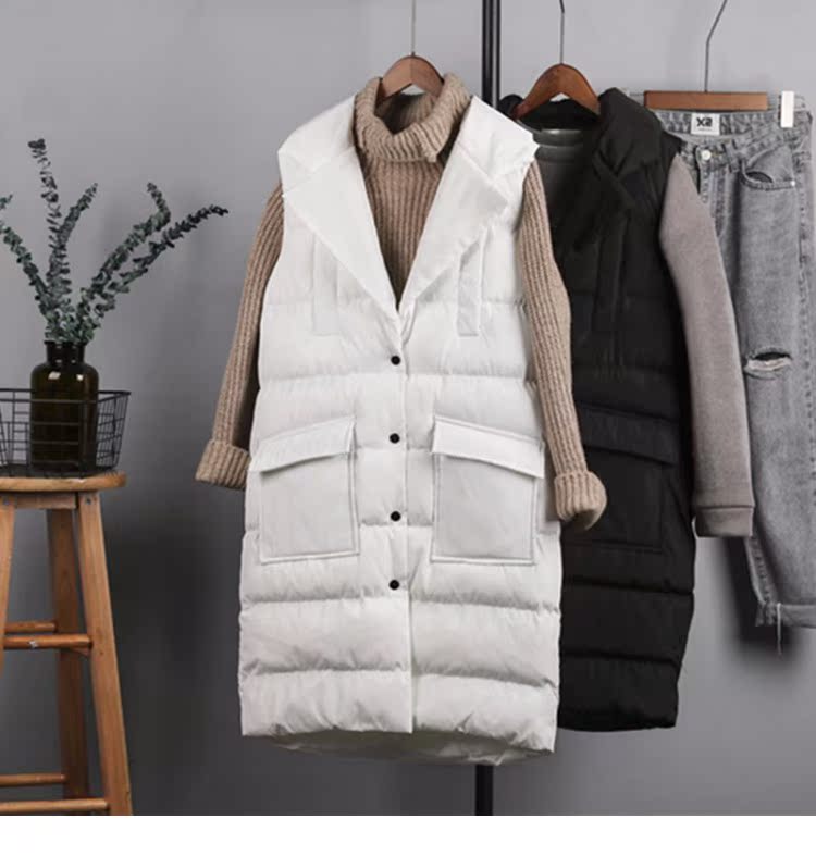 Áo khoác vest nữ châu Âu xuống mùa đông dài phần phiên bản Hàn Quốc 2018 mới sóng mùa thu và mùa đông đen áo vest thời trang áo kiểu nữ hàn quốc cao cấp