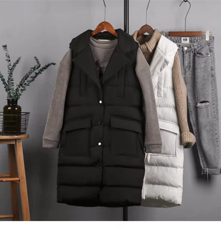 Áo khoác vest nữ châu Âu xuống mùa đông dài phần phiên bản Hàn Quốc 2018 mới sóng mùa thu và mùa đông đen áo vest thời trang áo kiểu nữ hàn quốc cao cấp