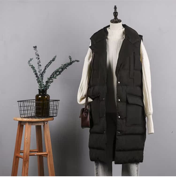 Áo khoác vest nữ châu Âu xuống mùa đông dài phần phiên bản Hàn Quốc 2018 mới sóng mùa thu và mùa đông đen áo vest thời trang áo kiểu nữ hàn quốc cao cấp