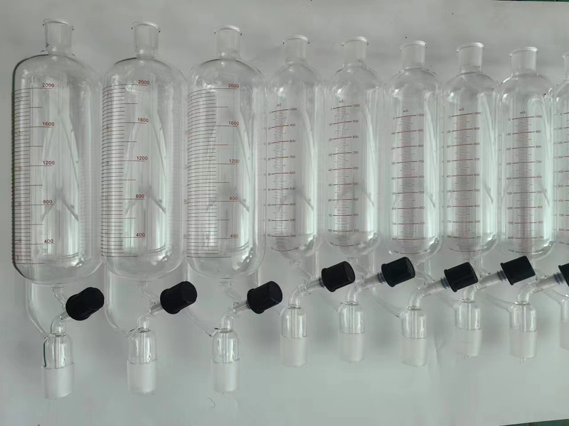 Glass Reactor Constant Pressure Funnel 2L/29*40 Vacuum Top Valve with Scale, Liquid Filling Funnel, Cylindrical Drip Funnel
