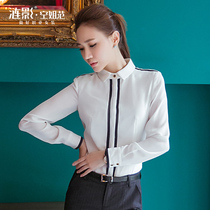  Lianying professional chiffon shirt womens long-sleeved top white fashion white-collar business shirt temperament Korean overalls