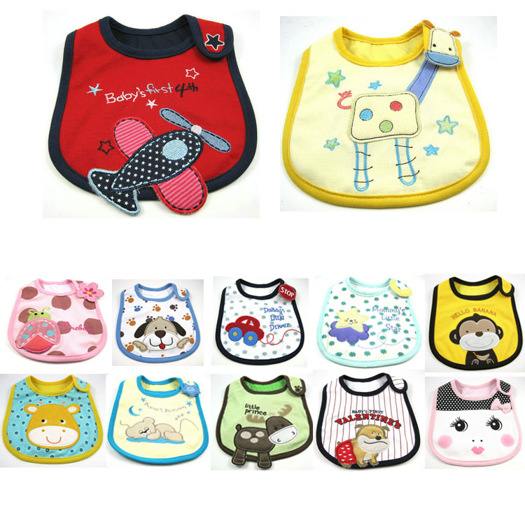 Baby bib triple layer Child waterproof surrounding pocket pure cotton waterproof layer Saliva Around Pocket