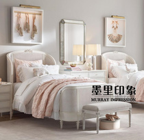 French solid wood retro nostalgic rattan bed childrens bed European style all solid wood princess bed bedroom solid wood bed double bed