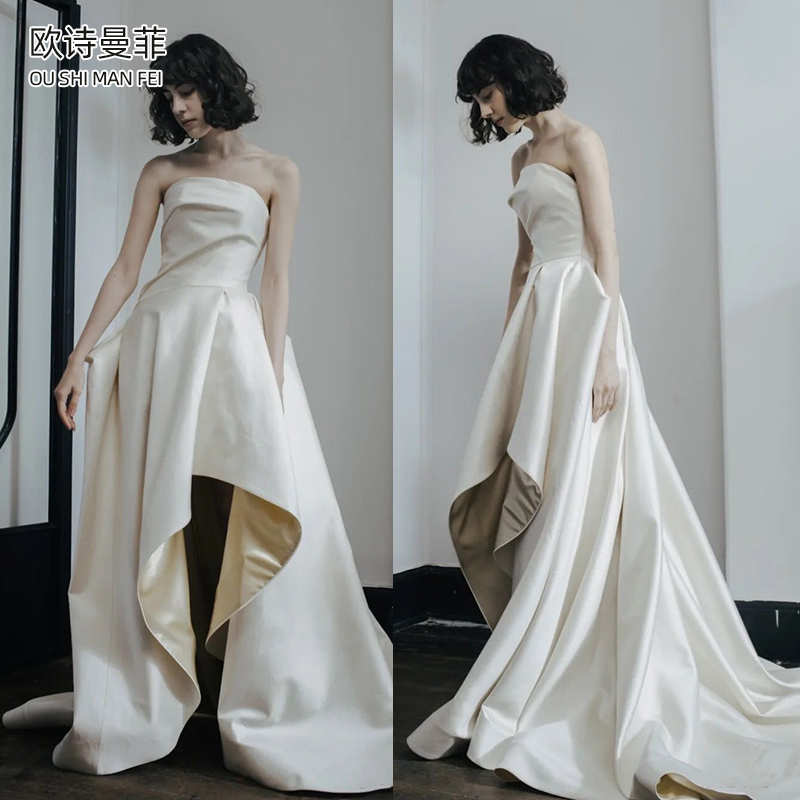 Wedding dress, elegant advanced tube top, french style, lace dress, suitable for teen