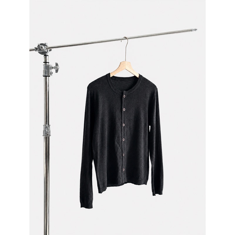【Top Luxury Yarn】Indigo Wool Blend Cardigan Sweater/Classic Short Base Layer Knitwear