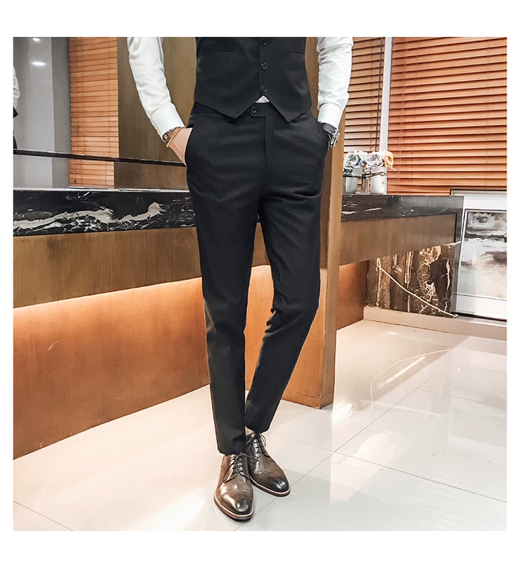 Bộ đồ vest nam phù hợp với bộ đồ ba mảnh Slim Hàn Quốc kinh doanh chuyên nghiệp trang phục phù rể nhóm chú rể