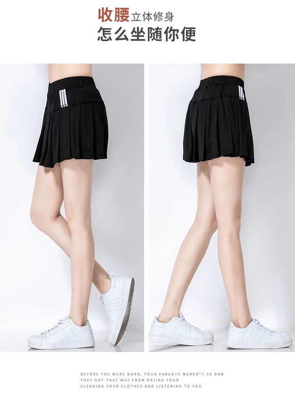 Jinguan tennis váy nữ mùa hè một từ thể thao váy cầu lông quần short váy cao eo chống lóa váy xếp li váy - Trang phục thể thao bộ thể thao adidas nữ thu đông chính hãng