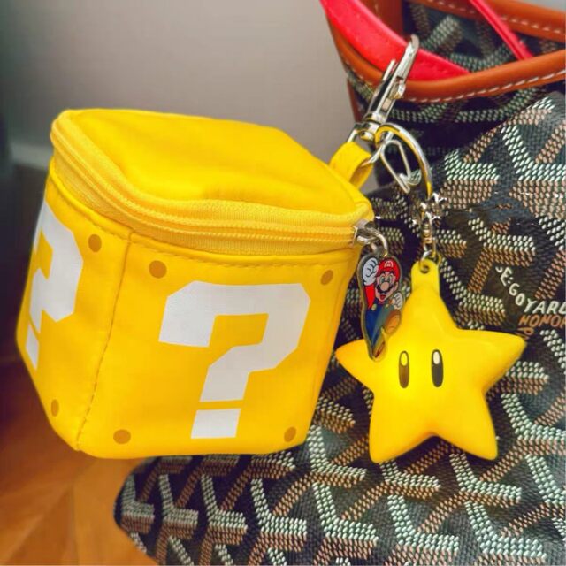 Mario question mark storage bag cute pendant bag coins lipstick earphone mini storage bag