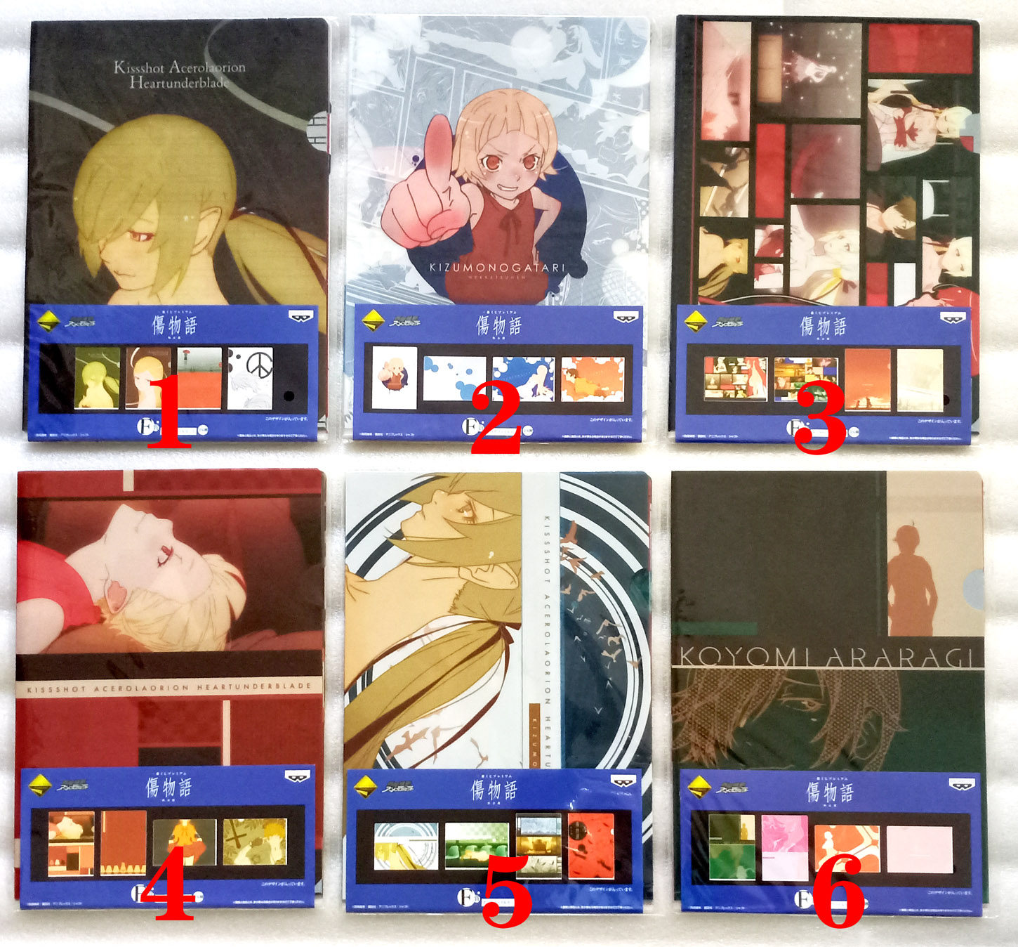 原版周边伤物语a4文件夹四枚set 阿良良木姬丝秀忒忍野忍