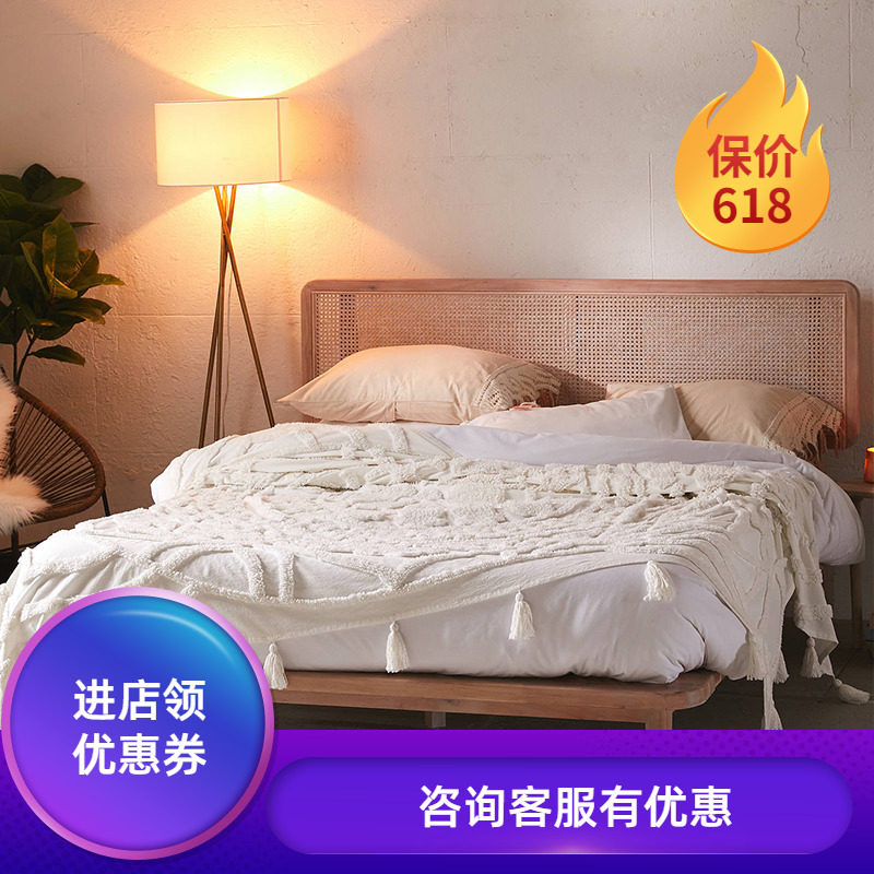 Nordic Solid Wood Bed Modern Minimalist Vine choreography Bedrooms 1 5 Large bed days Mind hotel Master's room Double 1 8 bed