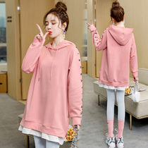 Pregnant womens spring clothing suit fashion Pregnancy Maternity dress t-shirt blouses Spring and autumn money Lianhood pink necropolis 2022 New