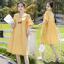 Pregnant Woman Summer Clothing Dress Dress Summer Suit Summer Fairy Skirt Summer Thin in yellow dress with long pregnant womans dress