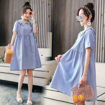 Pregnant Woman Summer Dress Dress Dress Summer Suit Summer Fairy Skirt Summer Thin blue dress Pregnant Woman Skirt Long length dress