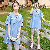 Pregnant Woman Summer Clothing T-shirt 2022 New Fashion Kit Pure Cotton Blouse Two Sets Summer Summer Clothes Tide