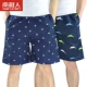 2 bộ quần áo nam pijama cotton Antarctic quần đùi mùa hè mỏng rộng rãi size lớn mặc nhà quần dài kẻ sọc đi biển quần năm điểm - Quần tây