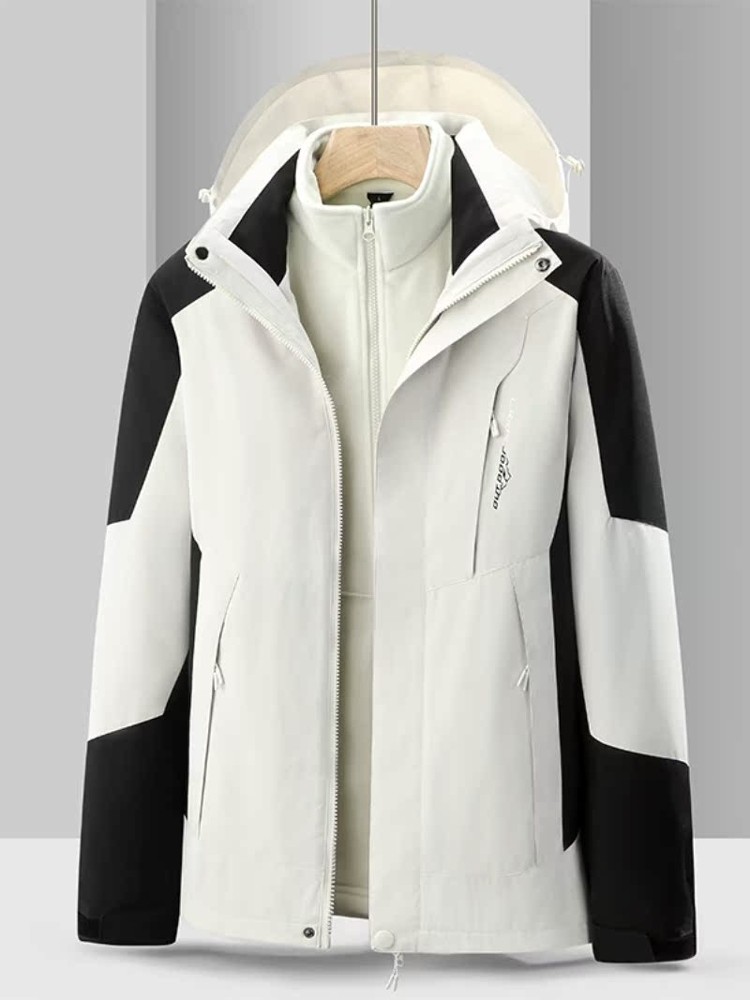 Autumn and Winter Three-In-One Detachable Fleece-Lined Thickened Two-Piece Outdoor Clothing for Men and Women, Suitable for Travel, Tibet Exploration, and Mountaineering