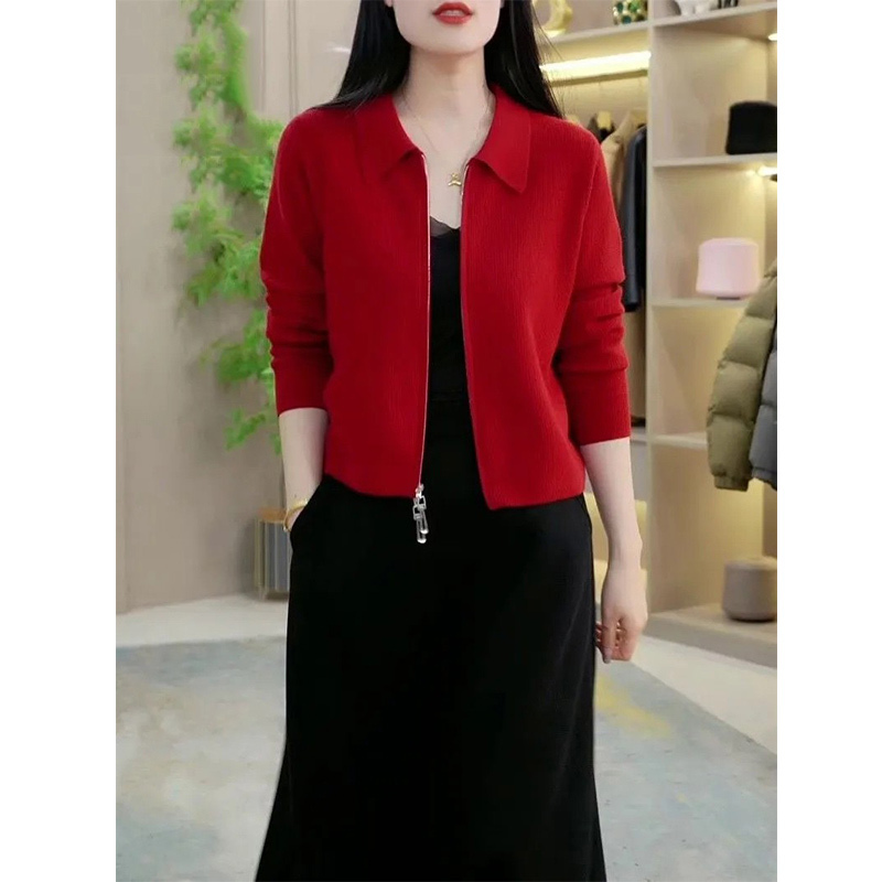Tweed Style Sweater Jacket for Women, Spring & Fall Outerwear, Simple Top, Loose and Slimming, Zipper Short Wool Knitted Cardigan Tweed Style Sweater Jacket for Women, Spring & Fall Outerwear, Simple Top, Loose and Slimming, Zipper Short Wool Knitted Cardigan