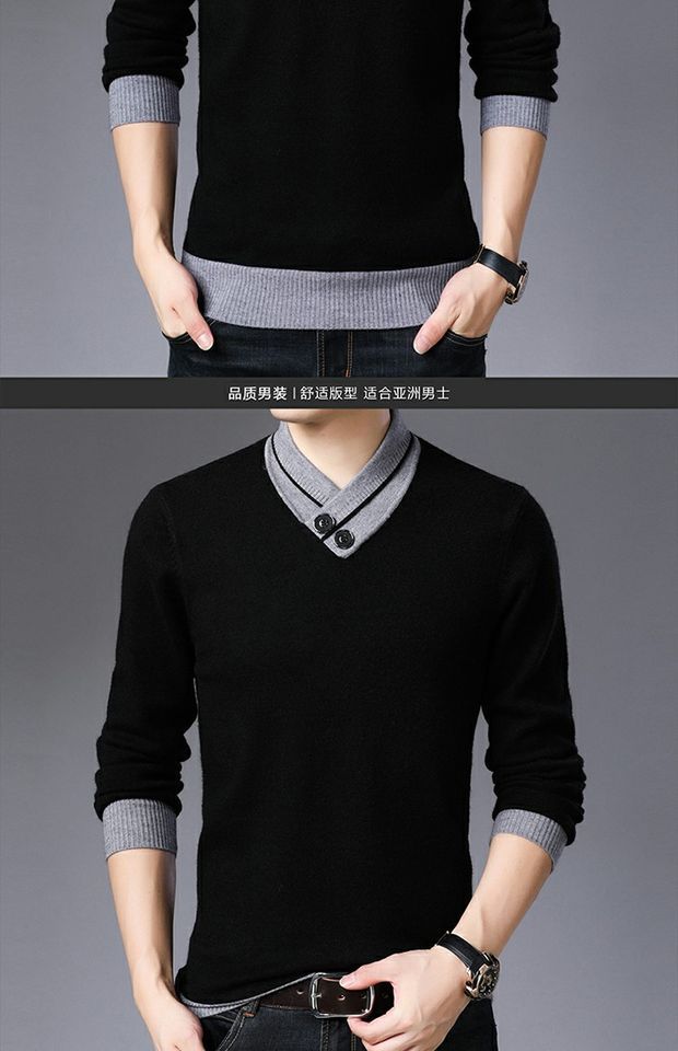 Áo len cashmere nam dày áo len nam 2018 áo len mới mùa thu và mùa đông mẫu áo len ấm áp Áo len - Áo len Cashmere quần áo thời trang nam