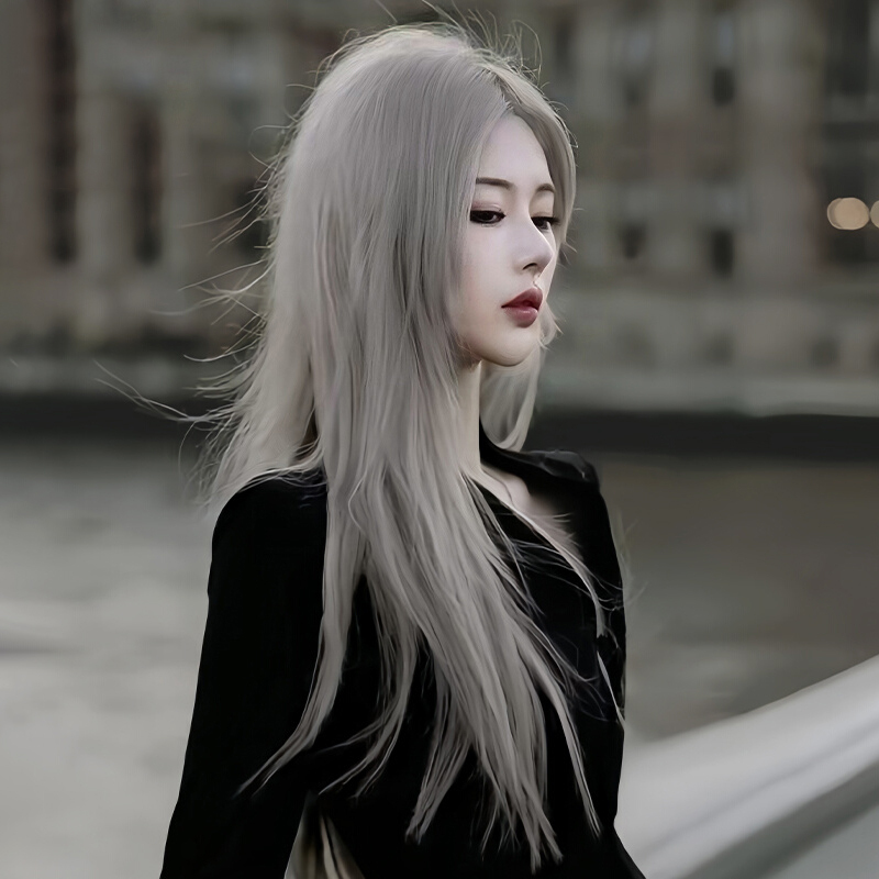 Grandma Gray Wig for Women, Long Straight Hair, Full Head Wig, Natural Whitening Effect, Elegant Middle-Parted Bangs, Realistic Human Hair Wig Grandma Gray Wig for Women, Long Straight Hair, Full Head Wig, Natural Whitening Effect, Elegant Middle-Parted Bangs, Realistic Human Hair Wig