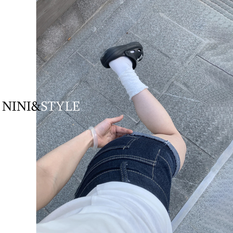 Dark Blue Denim Shorts for Women, 2026 Summer New Style, High-Waisted, American Style, Tight-Fitting, Slimming, Rolled Hem, Hot Girl A-Line Hot Pants
