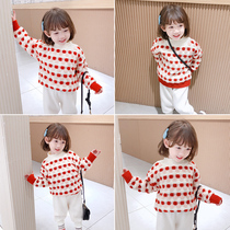 Girls thickened sweater childrens autumn and winter clothes 2020 new Foreign style warm top baby pullover knitted base shirt