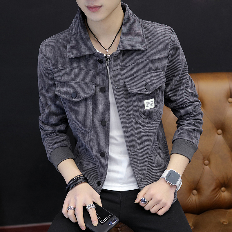 2022 new denim jacket male light core suede Han version of the body trendsetto capsized spring and autumn for men's coat of weight