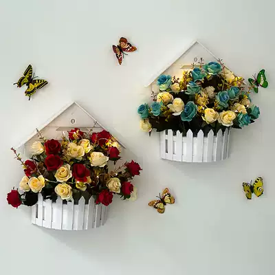 Hut flower basket wall decoration hanging decoration creative simulation flower basket fake flower hanging basket Wall Wall Wall decoration