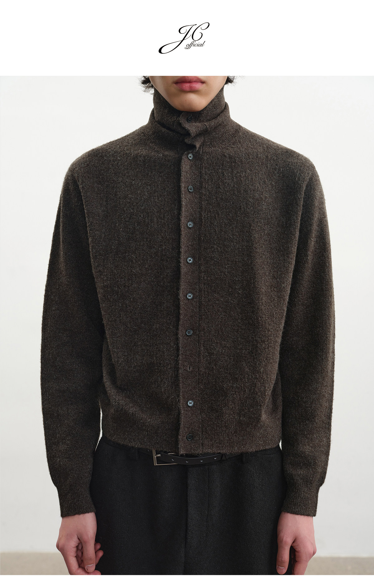 JCAESAR Heathered Wool-Blend Cardigan