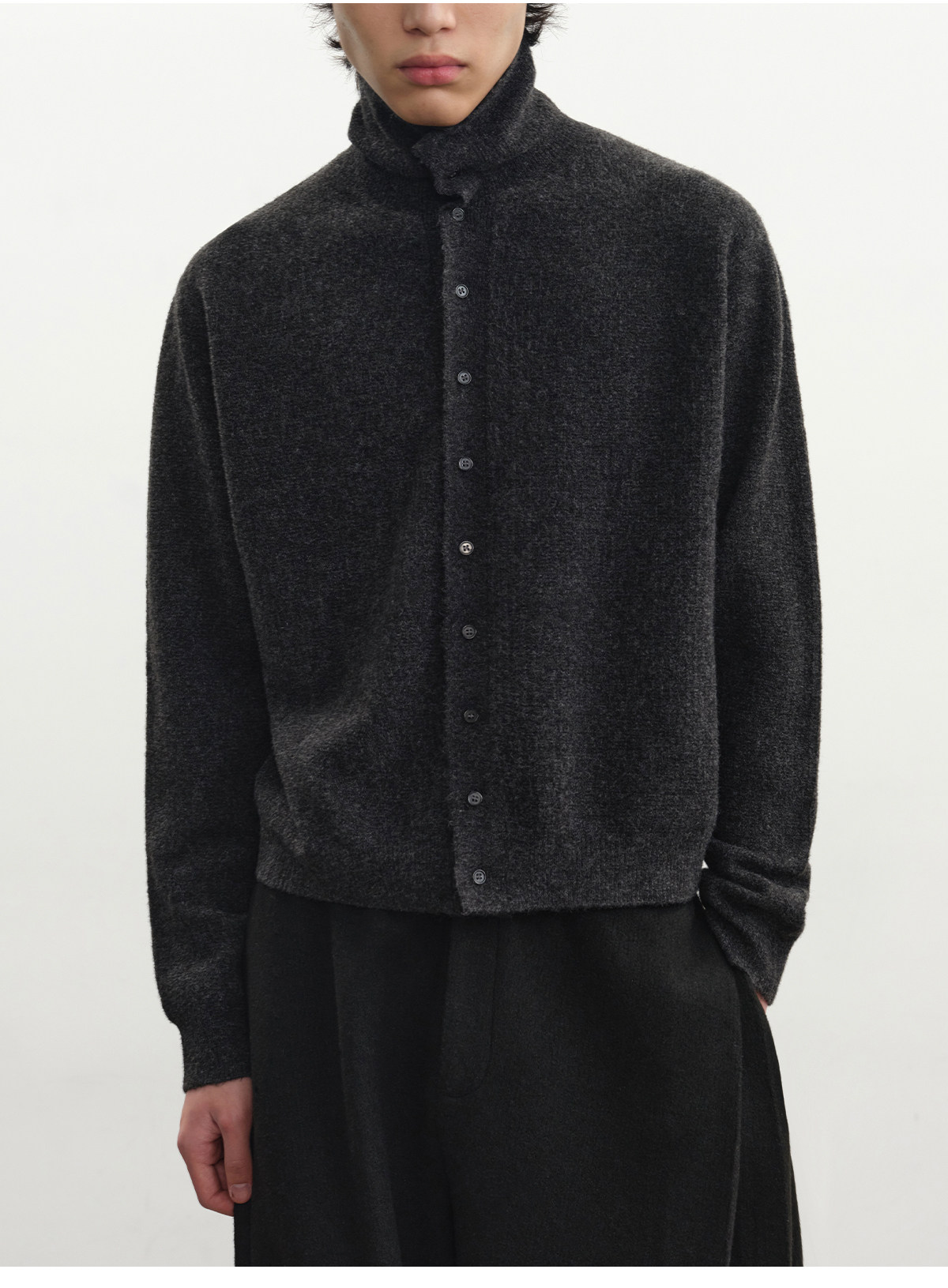 JCAESAR Heathered Wool-Blend Cardigan