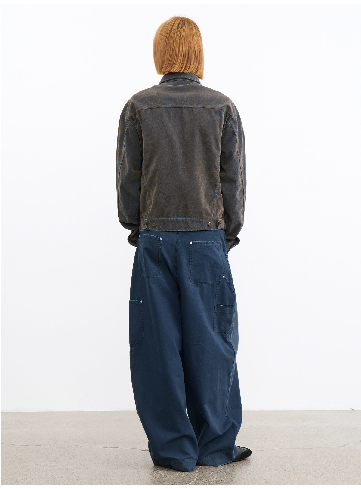 JCAESAR Blue Washed Distressed Logger Pants