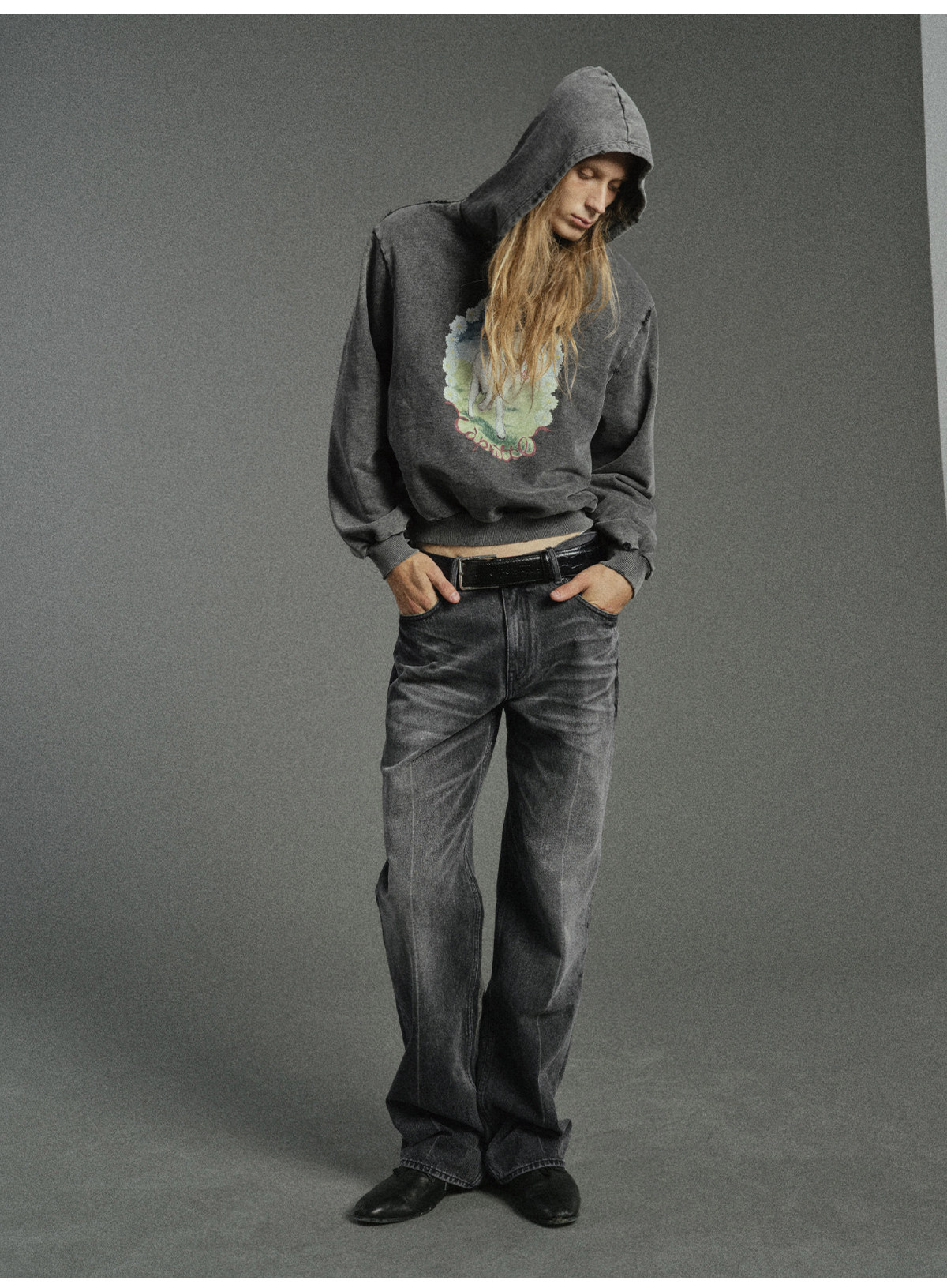 JCAESAR Center Line Washed Straight-Leg Jeans