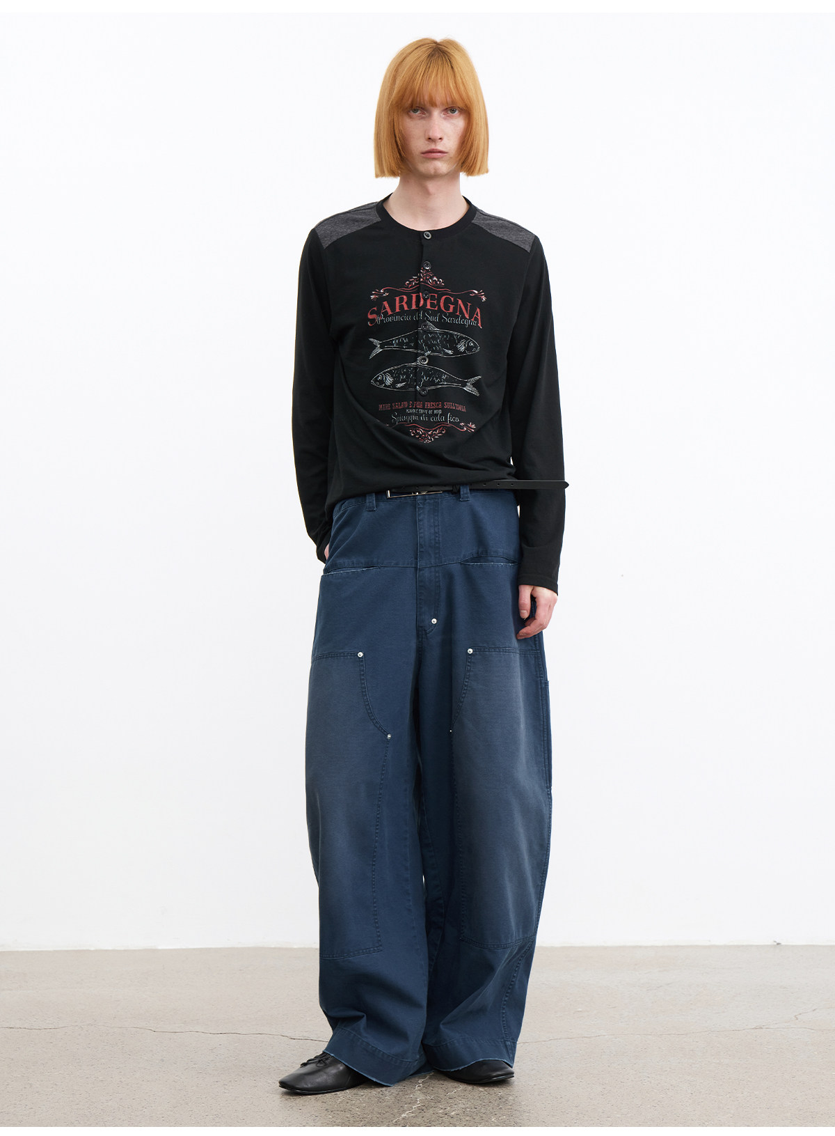 JCAESAR Blue Washed Distressed Logger Pants