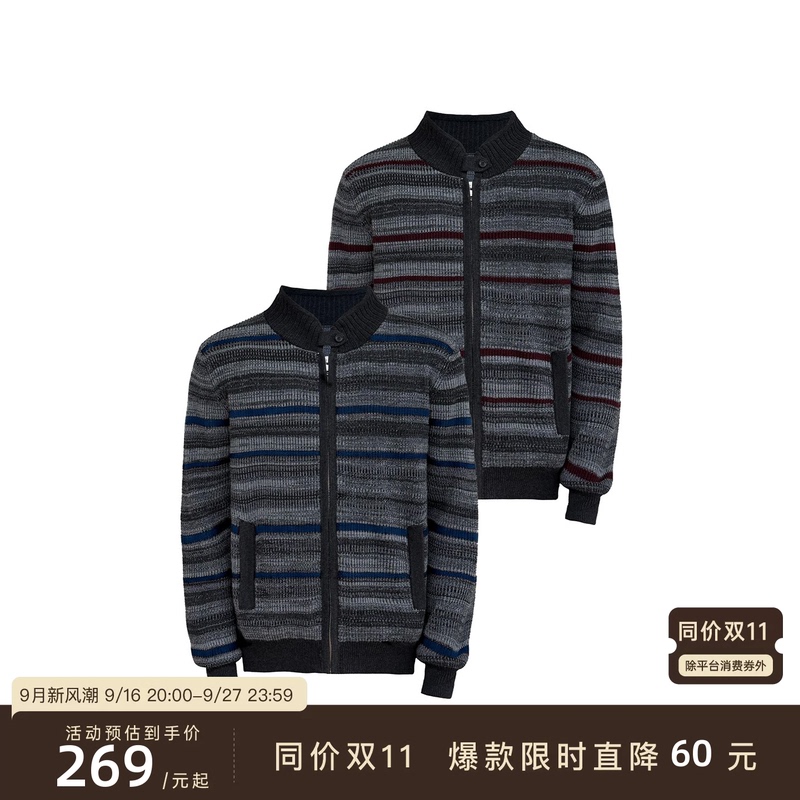 Jcaesar Sweater “Accordion” Striped Knit Sweater Cardigan, Anti-Pilling Wool Yarn, Slightly Wide, Two-Tone Jcaesar Sweater “Accordion” Striped Knit Sweater Cardigan, Anti-Pilling Wool Yarn, Slightly Wide, Two-Tone