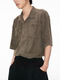 JCAESAR SHORT SHIRT 狼尾草短袖衬衫 竖毛条肌理面料 翻驳领型