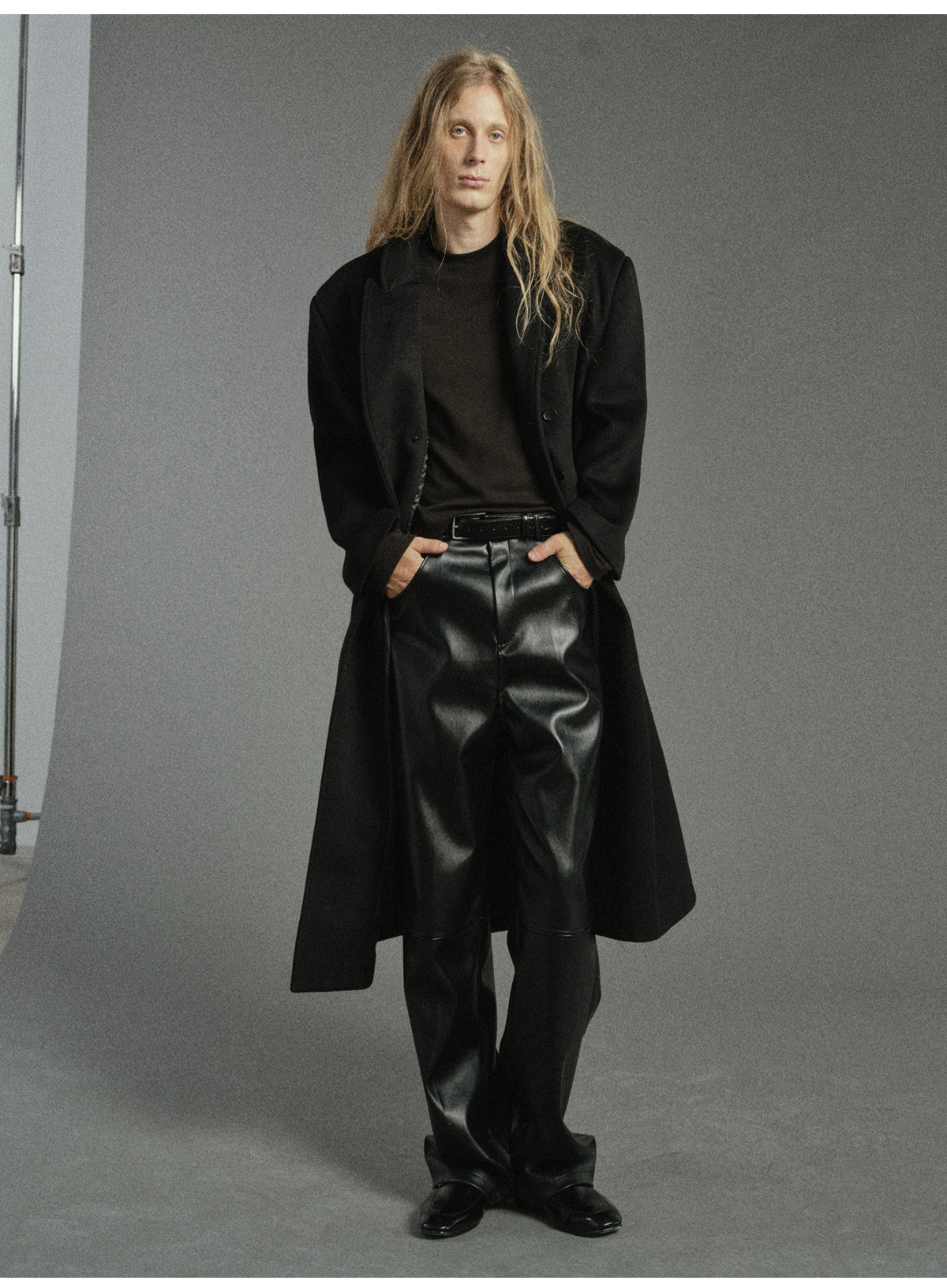 JCAESAR Eco-Friendly Leather Straight-Leg Pants