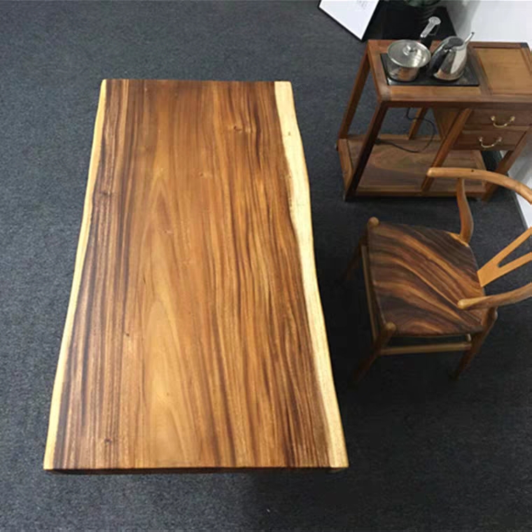 South American walnut board solid wood logs 1 meter 8 tea table New Chinese boss office dining desk natural edge