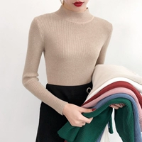 Mùa thu đông phiên bản Hàn Quốc sang trọng, rắn rỏi, áo thun mỏng, nửa cổ cao, lưới, áo len đỏ, áo len nữ - Đan Cardigan áo kiểu nữ hàn quốc cao cấp