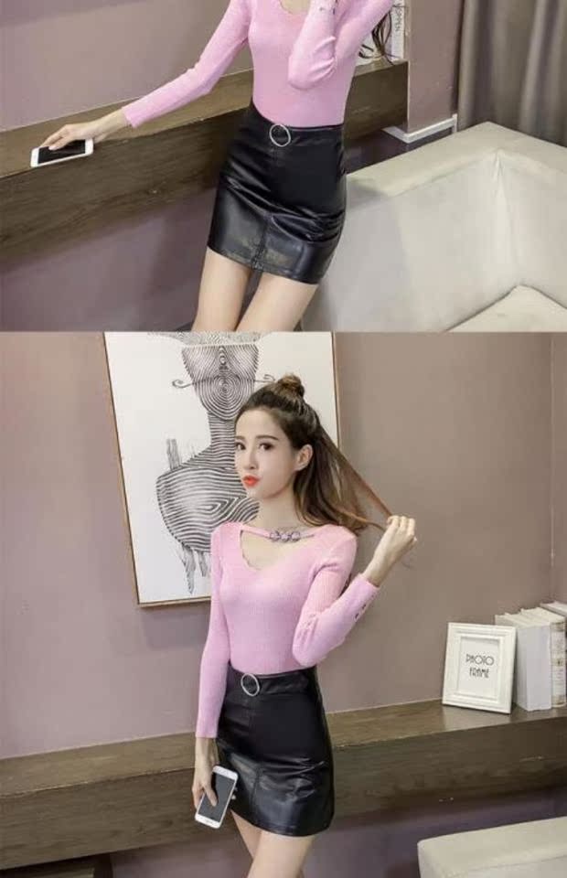 Mùa thu 2018 khí chất mới, lụa sáng hàng đầu phiên bản Hàn Quốc của áo sơ mi giảm béo thon dài tay áo len cổ chữ V nữ áo khoác len