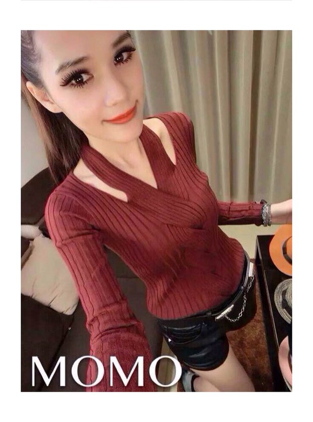 Áo thun nữ tay dài mùa xuân và thu đông 2017 mới dành cho nữ mùa thu đông mẫu áo sơ mi nữ Áo len mỏng dệt kim chạm đáy áo phông đen nữ