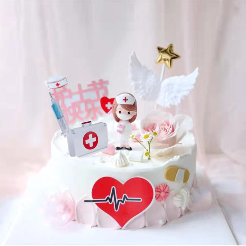 512 Nurse Day cake decorated white angel to dress up the Angel Goddess Doctor's Festival Happy Dress