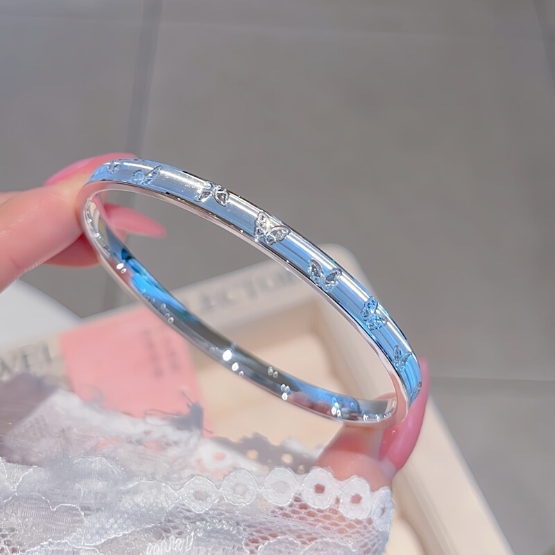 Butterfly Brushed Sterling Silver Bracelet for Women, Pure Silver 999.9 Solid Bracelet, Niche Design with a High-End Feel, Gift for Girlfriend Butterfly Brushed Sterling Silver Bracelet for Women, Pure Silver 999.9 Solid Bracelet, Niche Design with a High-End Feel, Gift for Girlfriend