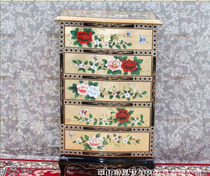 New Chinese Classical Gold Foil Furniture Hand-painted Furniture Cabinet Cabinet Cabinet Peony Pattern Display Cabinet